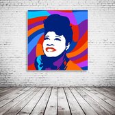 Ella Fitzgerald Pop Art Canvas - 90 x 90 cm - Canvasprint - Op dennenhouten kader - Geprint Schilderij - Popart Wanddecoratie