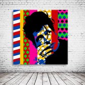 Pop Art Herman Brood Canvas - 80 x 80 cm - Canvasprint - Op dennenhouten kader - Geprint Schilderij - Popart Wanddecoratie