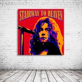 Pop Art Robert Plant Canvas - 100 x 100 cm - Canvasprint - Op dennenhouten kader - Geprint Schilderij - Popart Wanddecoratie