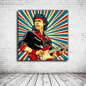 Pop Art Mark Knopfler Canvas - 80 x 80 cm - Canvasprint - Op dennenhouten kader - Geprint Schilderij - Popart Wanddecoratie