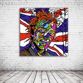 Johnny Rotten Pop Art Acrylglas - 100 x 100 cm op Acrylaat glas + Inox Spacers / RVS afstandhouders - Popart Wanddecoratie