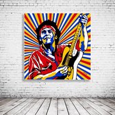 Pop Art Bruce Springsteen Canvas - 100 x 100 cm - Canvasprint - Op dennenhouten kader - Geprint Schilderij - Popart Wanddecoratie