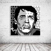 Pop Art Jacques Brel Acrylglas - 100 x 100 cm op Acrylaat glas + Inox Spacers / RVS afstandhouders - Popart Wanddecoratie