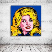 Pop Art Dolly Parton Canvas - 100 x 100 cm - Canvasprint - Op dennenhouten kader - Geprint Schilderij - Popart Wanddecoratie