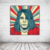 Pop Art Kurt Cobain Acrylglas - 100 x 100 cm op Acrylaat glas + Inox Spacers / RVS afstandhouders - Popart Wanddecoratie