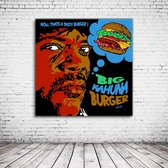 Pop Art Big Kahuna Burger Acrylglas - 80 x 80 cm op Acrylaat glas + Inox Spacers / RVS afstandhouders - Popart Wanddecoratie