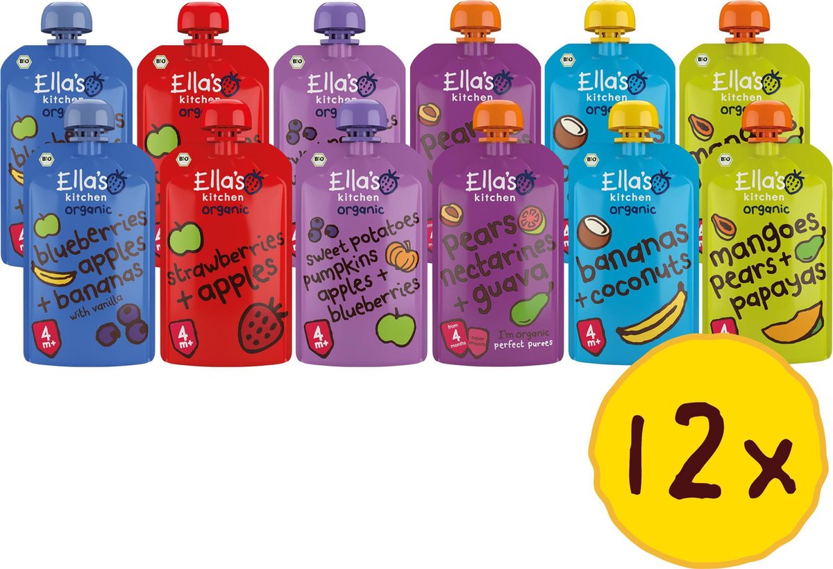 Goedkoopste Ella's kitchen 4 m 12 Stuks Knijpzakjes Pakket