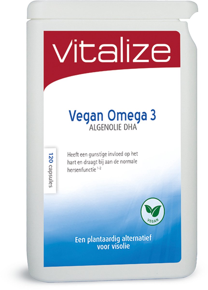 Goedkoopste Vitalize Vegan Omega 3 Algenolie DHA 120 capsules | Gunstige invloed op het hart - Goed voor het gezichtsvermogen¹