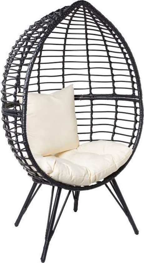 Abstractie middernacht Onleesbaar Lounge stoel|Rotan| Bohemian Woondecoratie|Zwarte Egg stoel | Egg Chair  Black |... | bol.com