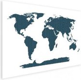Wereldkaart Kruisjespatroon Blauw - Poster 100x50
