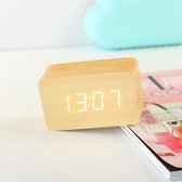 Digitale klok - Bureauklok - Wooden look - Licht hout + Witte cijfers