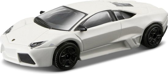 Witte metalen modelauto van een Lamborghini Reventon met zwarte velgen.