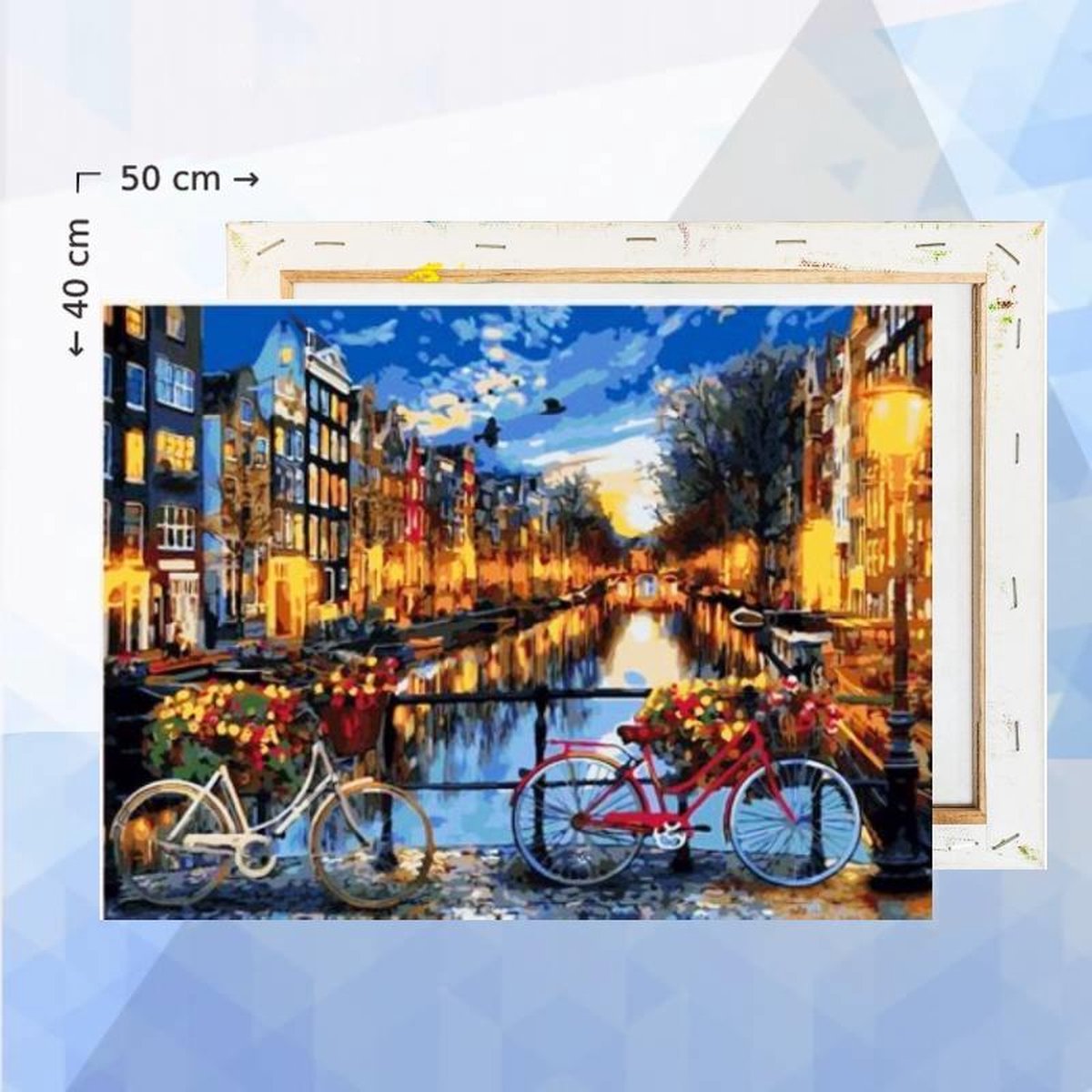 Schilderen op nummer pakket Grachten van Amsterdam - 40 x 50 cm - met frame