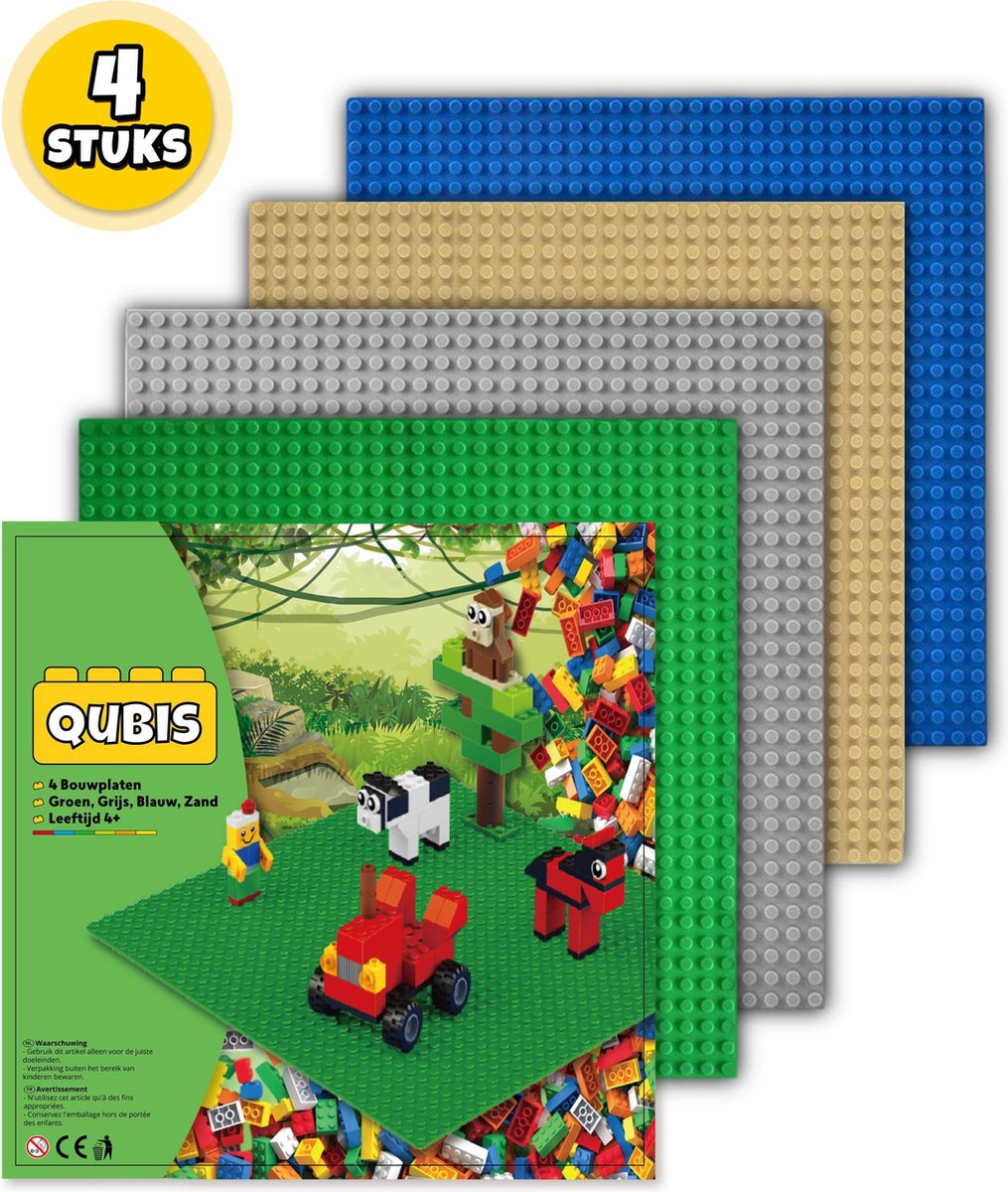 Complete Set Bouwplaten geschikt voor LEGO - 4 Stuks - Groen, Grijs, Blauw,  Zand -... | bol.com