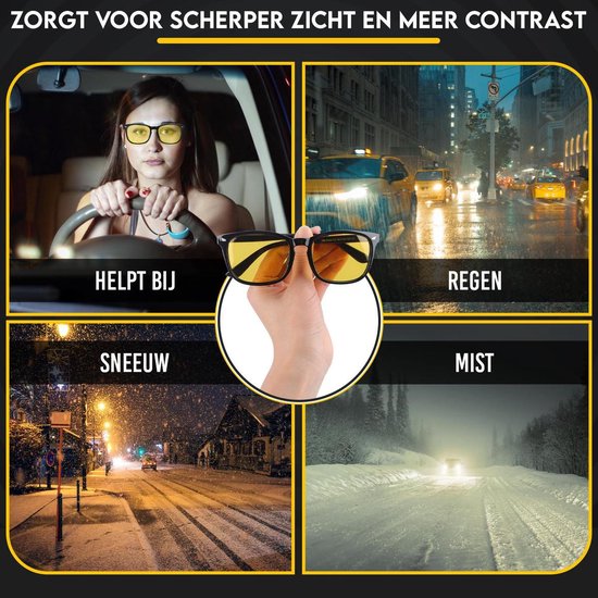 Nachtbril Auto - Bril Tegen Felle Koplampen - Unisex - Zwart | bol.com