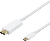 DELTACO USBC-HDMI1011-K, USB-C naar HDMI kabel, Ultra HD 4K 60Hz, 1 m, wit