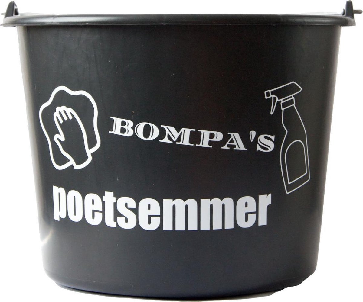 Goedkoopste Cadeau emmer – 12 liter – zwart – met tekst Bompas poetsemmer