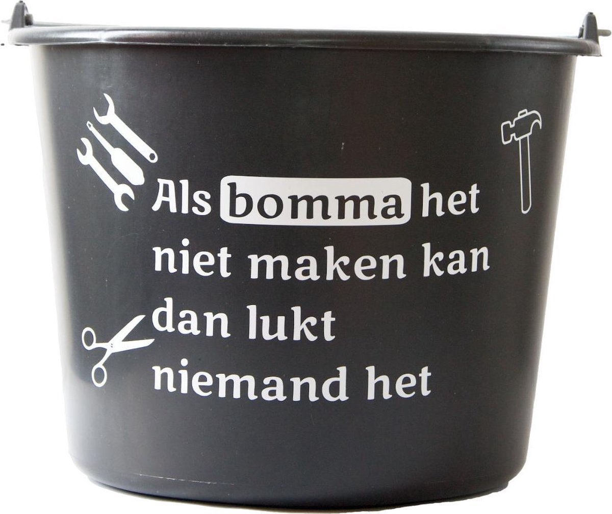 Goedkoopste Cadeau emmer – 12 liter – zwart – met tekst Als Bomma het niet maken kan dan lukt niemand het
