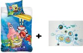 Spongebob éénpersoons dekbedovertrek 140 x 200 cm + GRATISXL muursticker PROMOpack