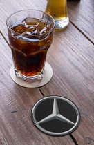 Onderzetters voor glazen met logo automerk - Mercedes - 4 stuks - houten onderzetter | vierkante onderzetters voor op salontafel | cadeautip