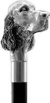 MadDeco - Cocker Spaniel - Beukenhouten wandelstok met zilver verguld handvat - Italiaans design