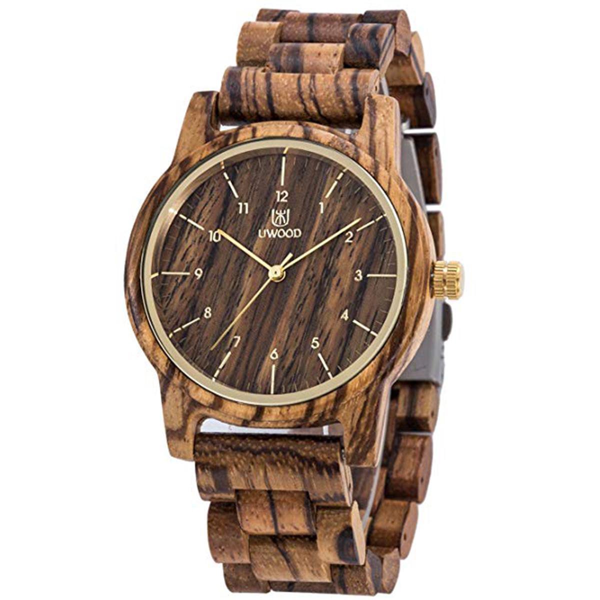Victorious Bruin Zebrahouten Horloge Wood Collections – Heren Horloge - Dames Horloge – Ø40mm