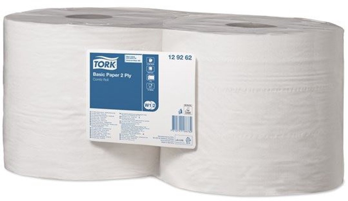 Goedkoopste Tork Universal Wiper 320 2-lgs wit 510 mtr x 24 cm pak à 2 rol/1000 vel (129262