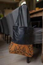 BaliBatiks -Shopper Bag - Leren Tas -  Bali - Batik - zwart - fairtrade