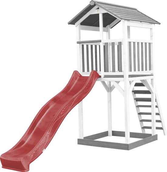 AXI Beach Tower Aire de Jeux avec Toboggan en Rouge & Bac à Sable - Grande  Maison