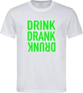 Wit Fun T-Shirt met “ Drink. Drank, Drunk “ print Groen  Size XXL