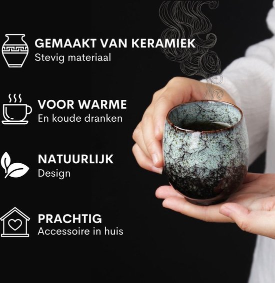 Com-four Koffiemokken Art Deco Com-four® 8x Koffiekopjes 180 Ml Keramiek - Art Deco Stijl Voor Espresso, Thee & Glühwein Zwart Goud Design Voor Espresso Americano