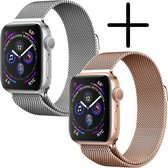Geschikt voor de Apple Watch Series Milanese Bandje - Bandje voor Apple Watch Horloge Band Met Magneetsluiting - 42/44 mm - Zilver & Rosé Goud