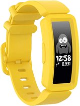 Siliconen Smartwatch bandje - Geschikt voor Fitbit Ace 2 siliconen bandje - voor kids - geel - Strap-it Horlogeband / Polsband / Armband