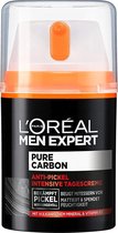 L'Oréal Men Expert Gezichtsverzorging voor Mannen, Anti-Puistjes Moisturizer met Vitamine B3 en Vulkanisch Mineraal, Pure Koolstof, 1 x 50 ml