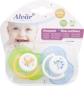 Alvar baby Fopspeen | 6-18 maanden |Natural | BPA free |Orthodontisch | 2 stuks |BPA Vrij | Speen - Duopack Airflow Soothers - Vosje & Uiltje - Fox & Owl