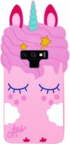 - ADEL Siliconen Back Cover Softcase Hoesje Geschikt voor Samsung Galaxy Note 9 - Eenhoorn Roze