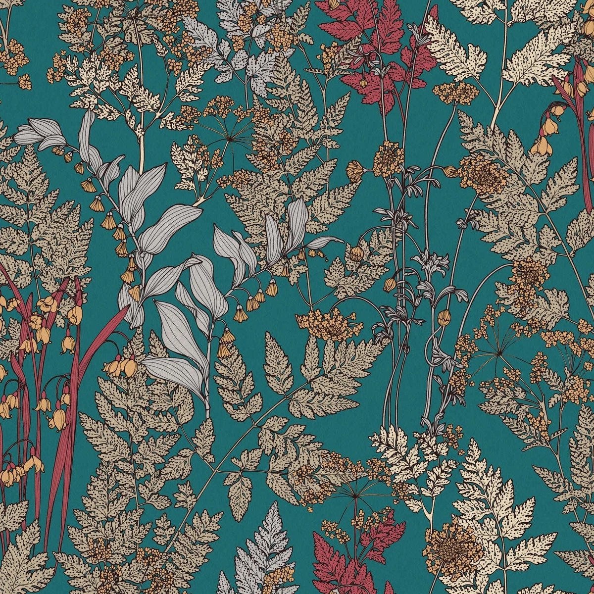 BLOEMEN EN BLADEREN BEHANG | Botanisch - meerkleurig blauw - "Architects Paper" A.S. Création Floral Impression
