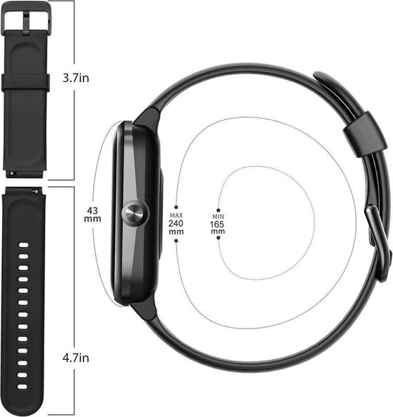 Smartwatch-Trends S205L – Vervanging Horlogeband –  Siliconen bandje - Roze en Zwart