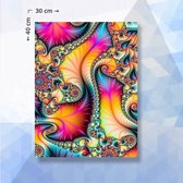 Diamond Painting Pakket Abstracte Kleuren Swirls - vierkante steentjes - 40x30 cm