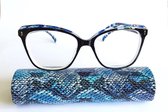 Min-bril VOOR VERAF op sterkte -2.0, afstandsbril, elegante unisex ronde bril met brillenkoker en doekje, leuke trendy zwarte-GOUD montuur Aland optiek 021