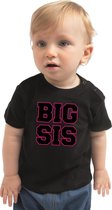 Big sis cadeau t-shirt zwart voor baby / kinderen - meisje - grote zus shirt 74 (5-9 maanden)