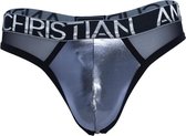 Andrew Christian - Gunmetal Sheer String - Maat L - Erotische heren string - Sexy mannen ondergoed - Zilver Mesh