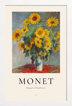 JUNIQE - Poster met houten lijst Monet - Bouquet of Sunflowers -13x18