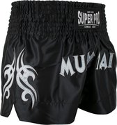 Super Pro Thaiboksshort Fighter Zwart/Zilver - XXL