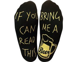 JAXY Bier Sokken - Huissokken - Grappige Sokken - Grappige Cadeaus - Huissokken Met Antislip Dames en Heren - Katoenen Sokken - Leuke Sokken - One Size - Zwart