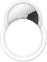 Telefoonglaasje Hoesje Zelfklevend Geschikt voor Apple AirTag - Siliconen - Wit