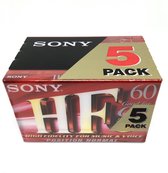 5 Pack SONY HF 60 position normal Cassettebandjes - Uiterst geschikt voor alle opnamedoeleinden / Sealed Blanco Cassettebandje / Cassettedeck / Walkman.
