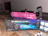 LED Gatling bubbel gun EXTREME - Bellenblaas inclusief vloeistof - 21 gaten - Roze