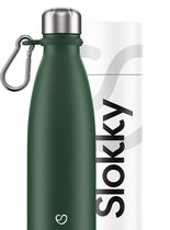 Slokky - Matte Green Thermosfles & Karabijnhaak - 500ml