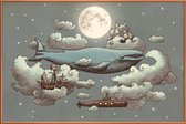 JUNIQE - Poster met kunststof lijst Ocean meets sky -20x30 /Blauw &